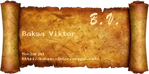 Baksa Viktor névjegykártya
